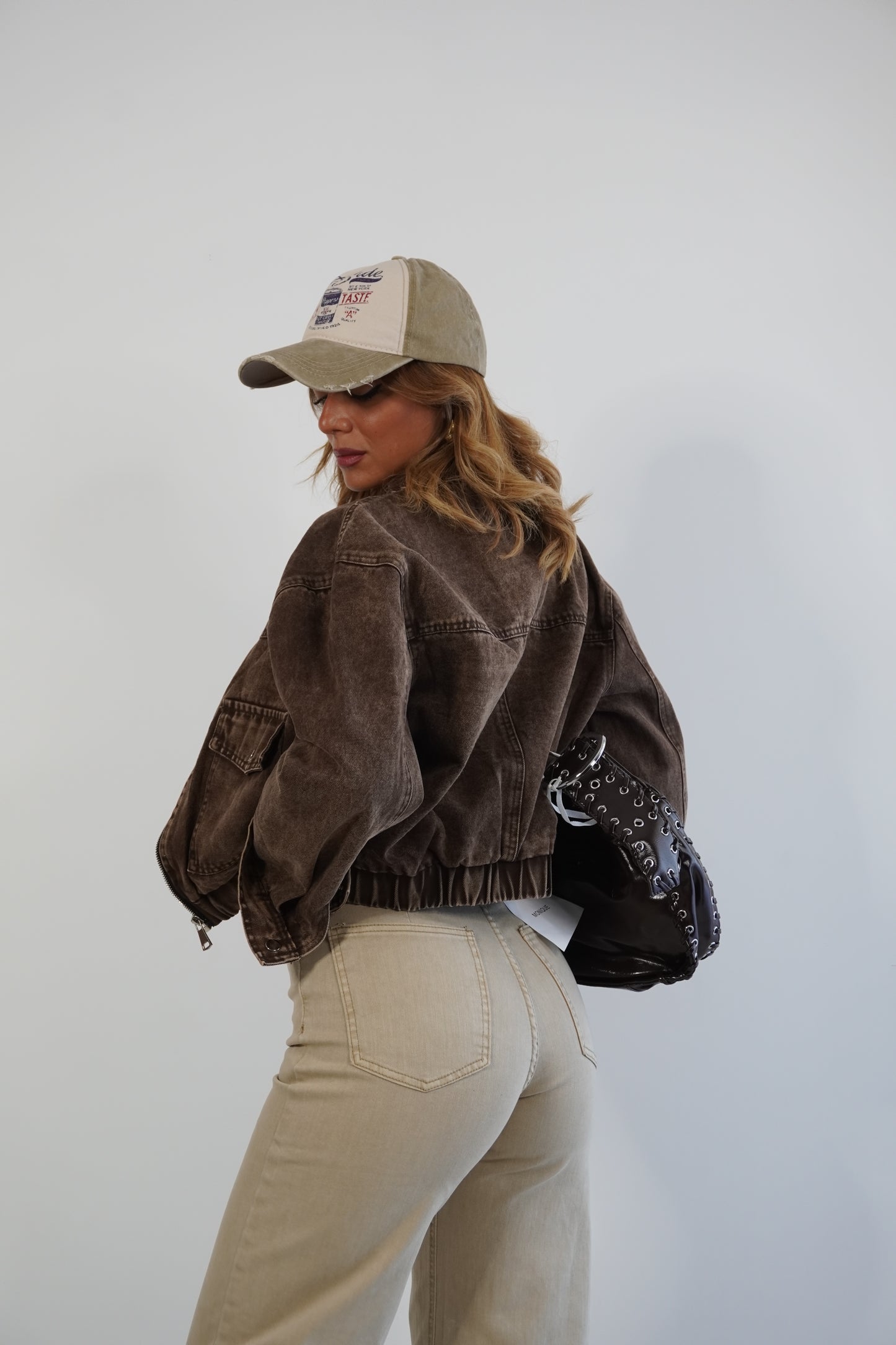 Giacca in denim marrone