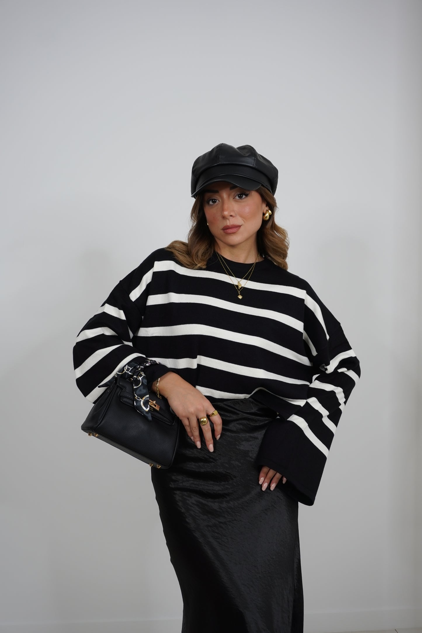 Maglione crop a righe AG64653