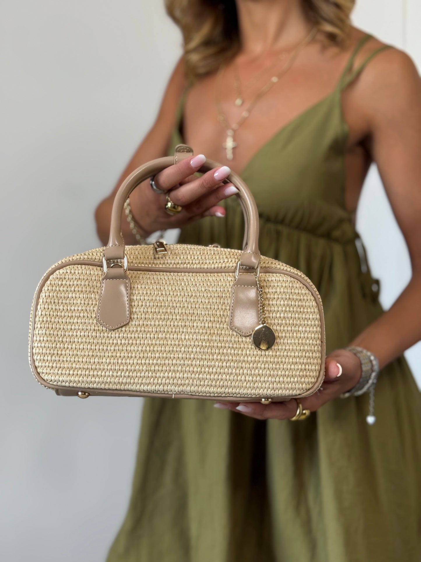 Borsa bauletto paglia