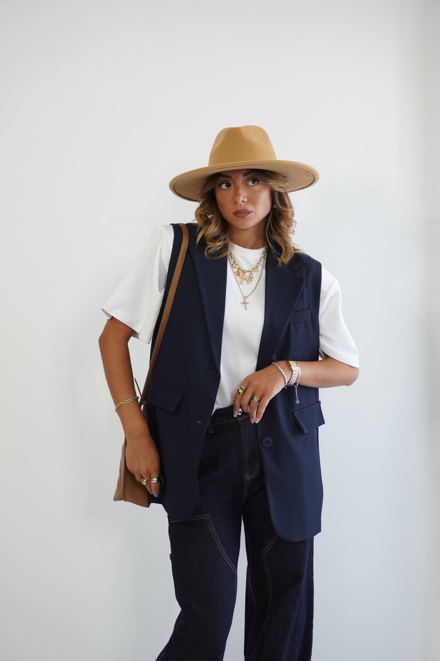 Blazer smanicato semi-over