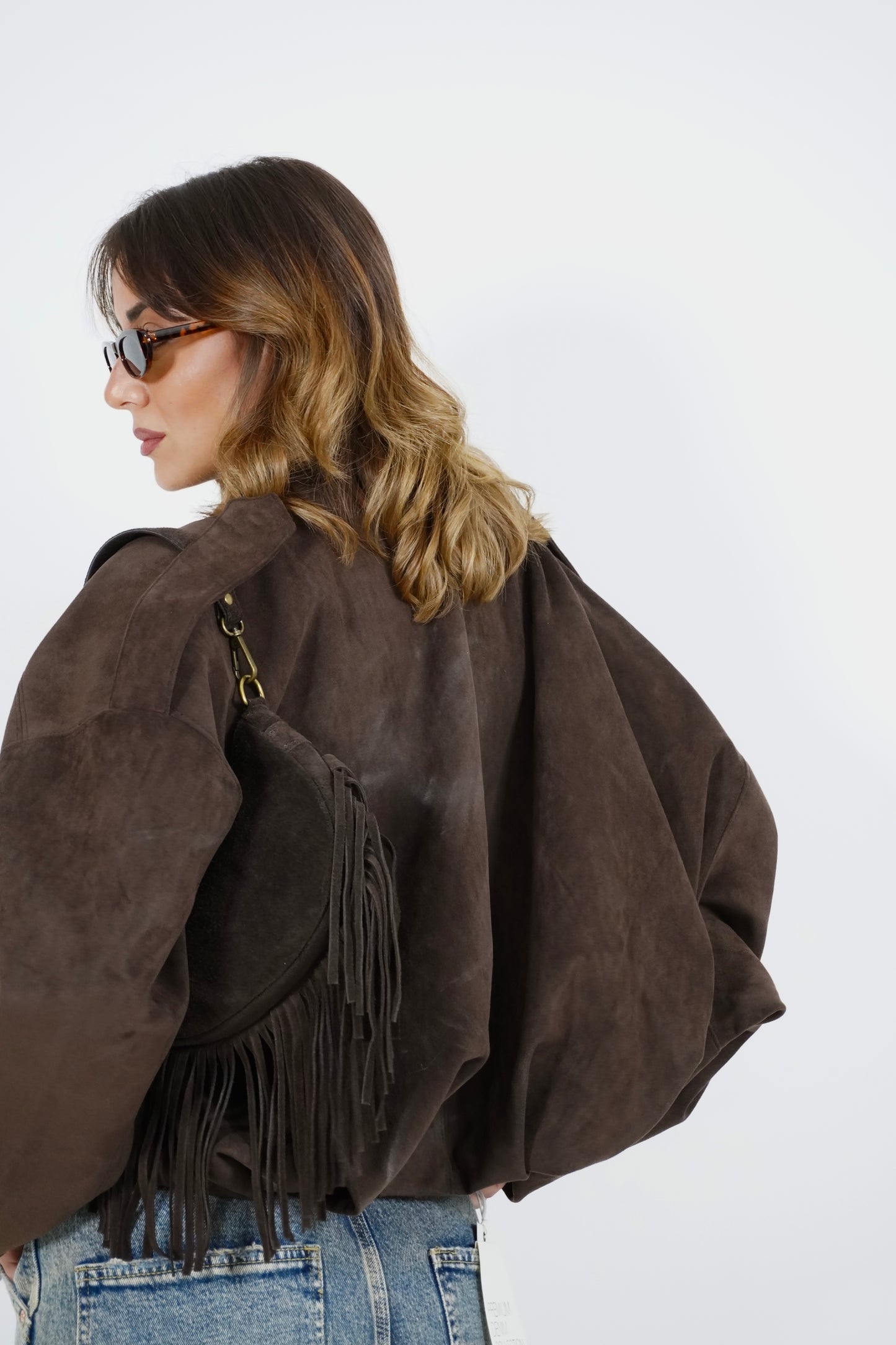 Bomber in suede BROWN