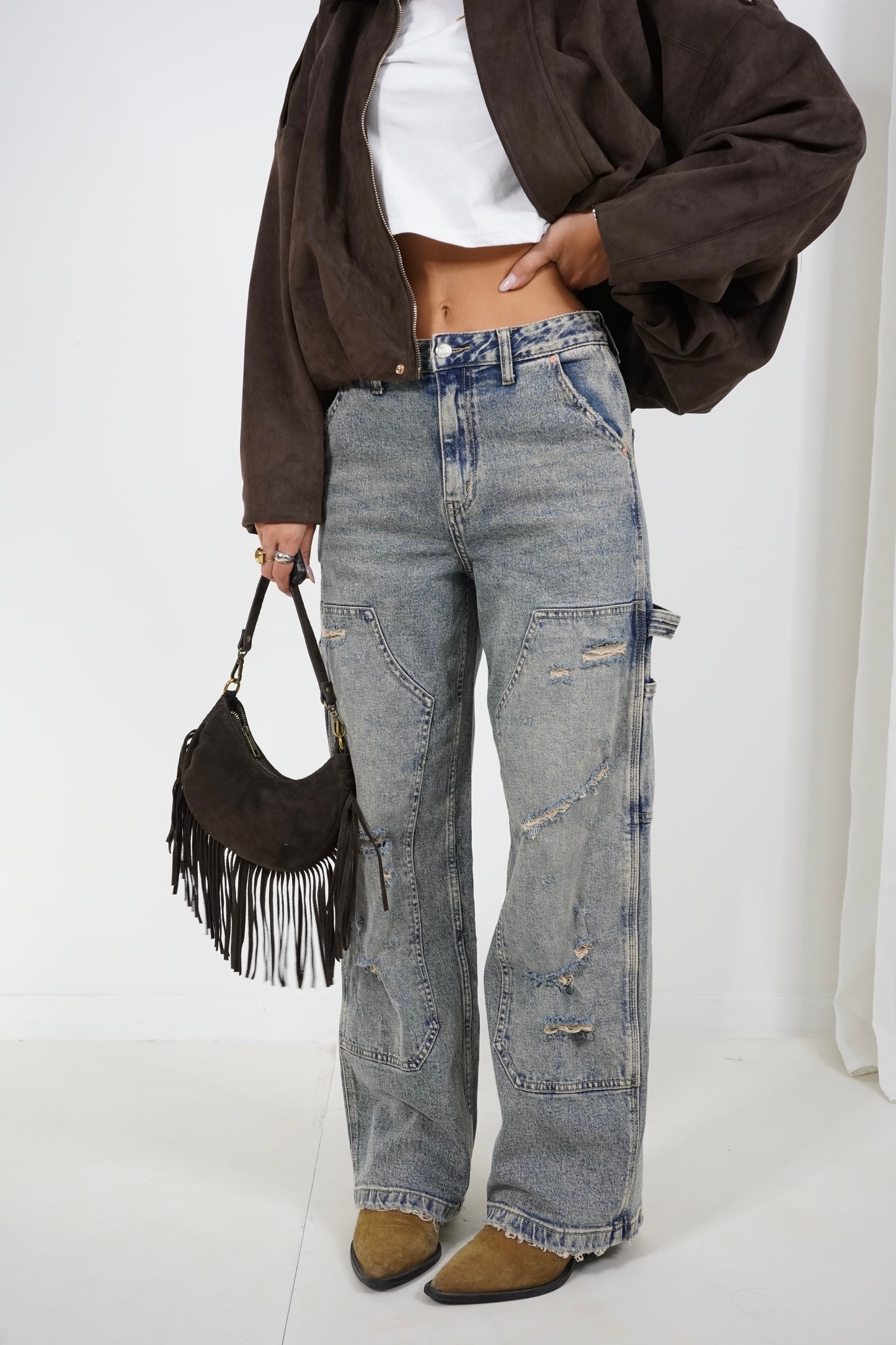 Jeans baggy sabbiato 3593
