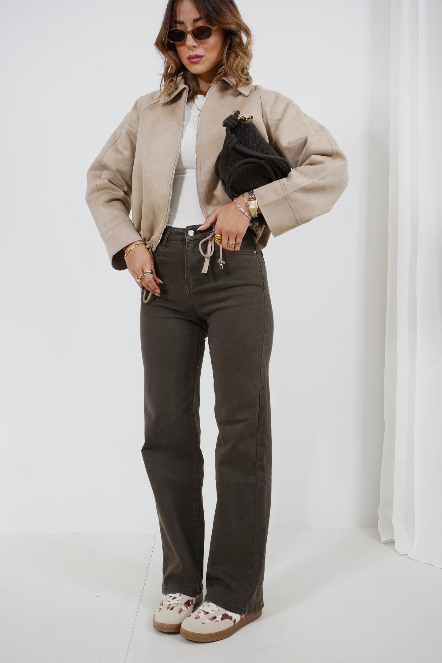 Jeans bootcut marrone 70573