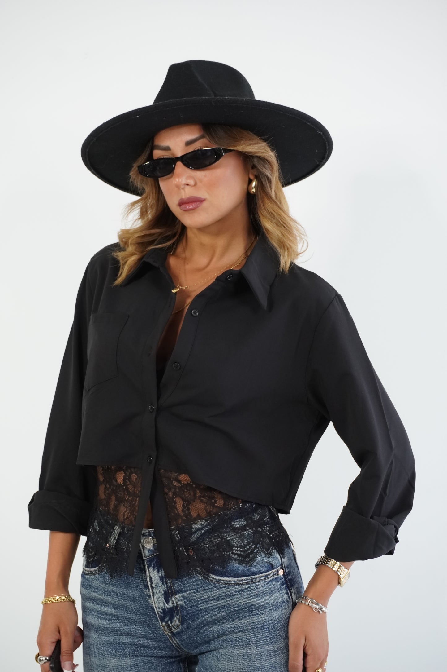 Camicia inserto in pizzo