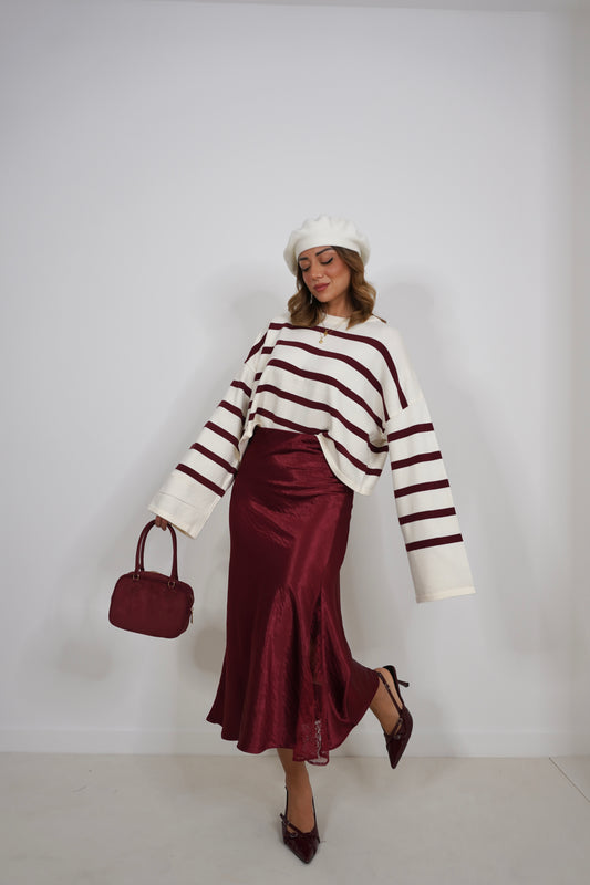 Maglione crop a righe AG64653