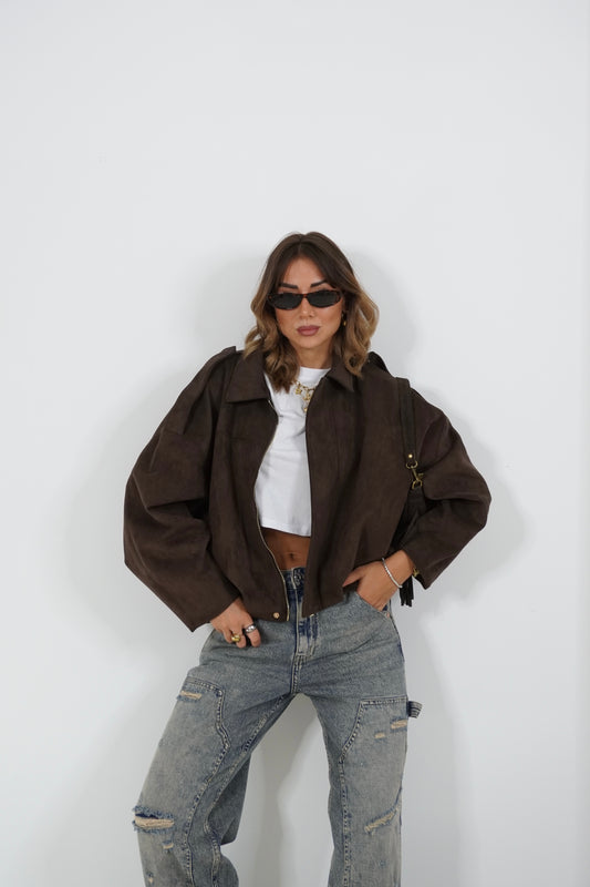 Bomber in suede BROWN