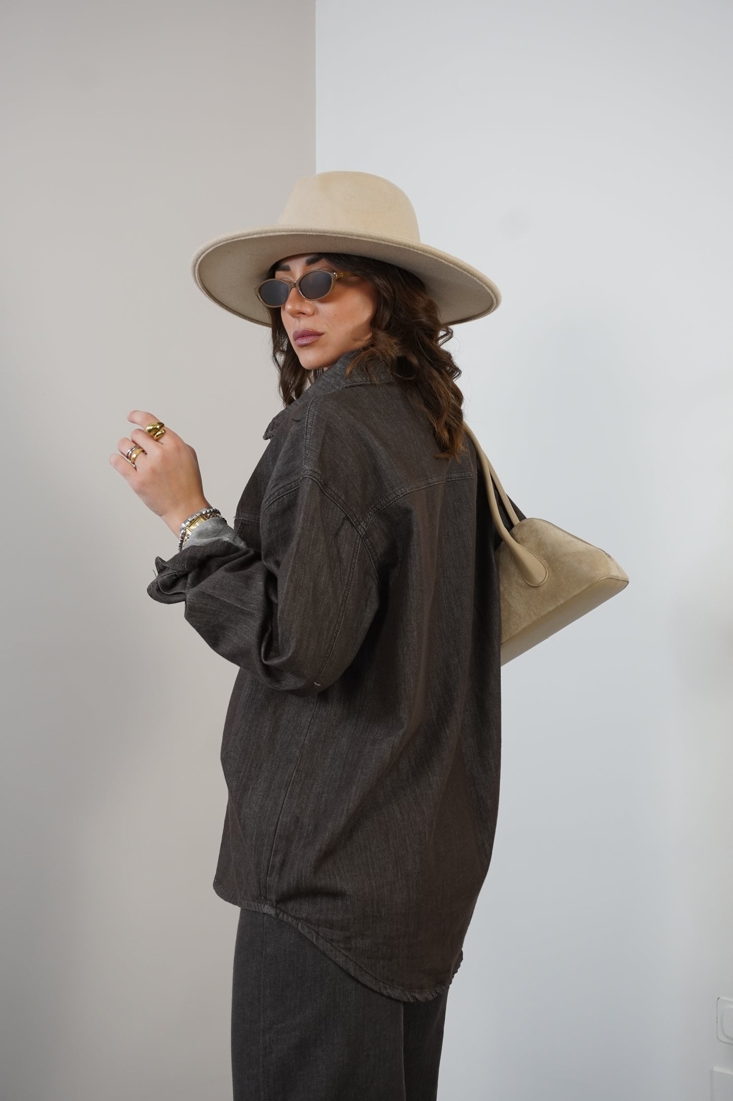 Camicia in denim COFFEE FX5201