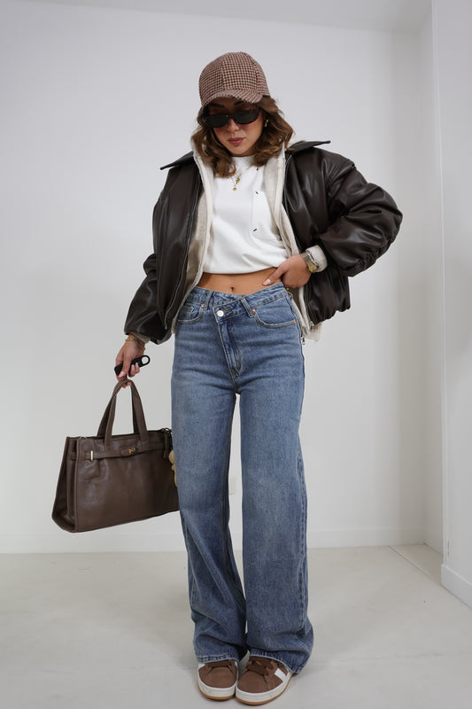 Jeans palazzo asimmetrico F32363