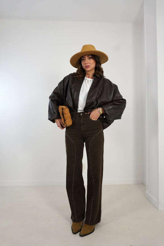 Jeans borchie palazzo JF359