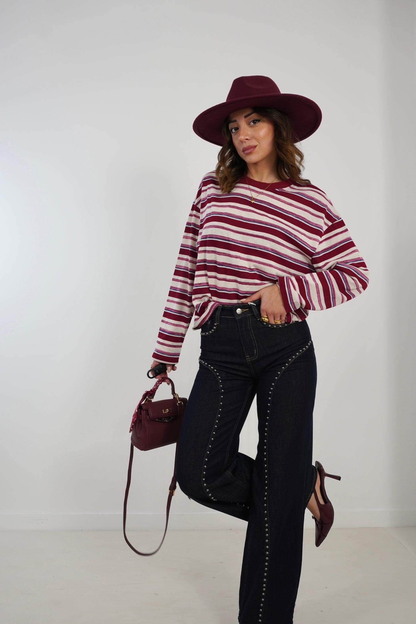 Jeans borchie palazzo JF359