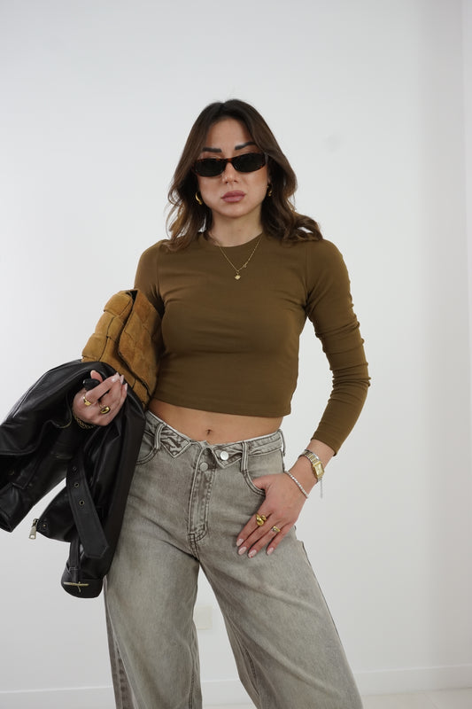 Crop top manica lunga Z7728