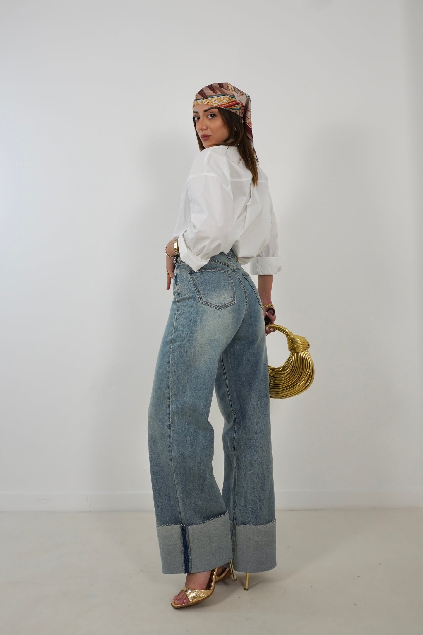 Jeans FAKE CUFF palazzo YW1523