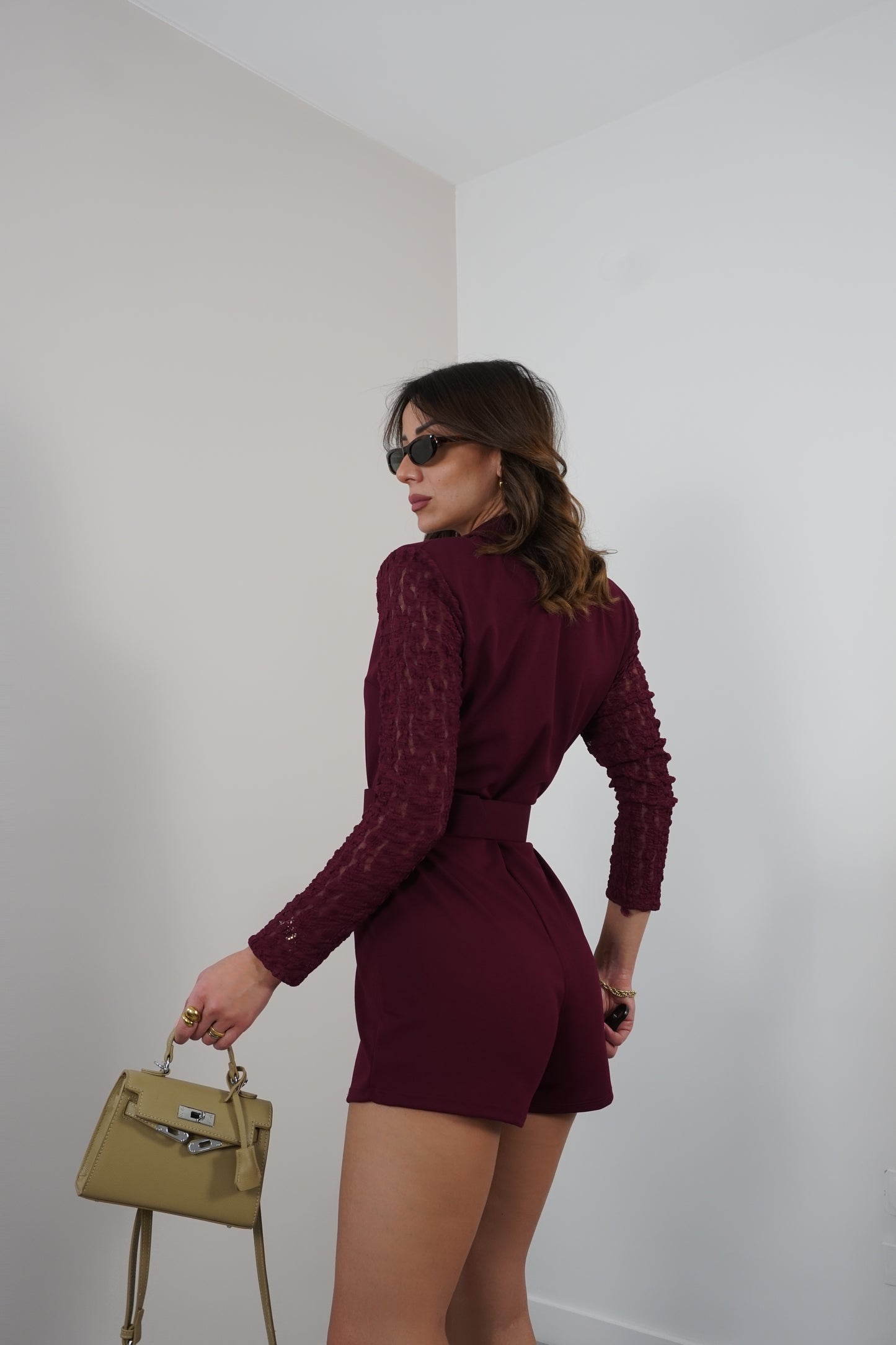 Blazer dress con manica in pizzo 11046