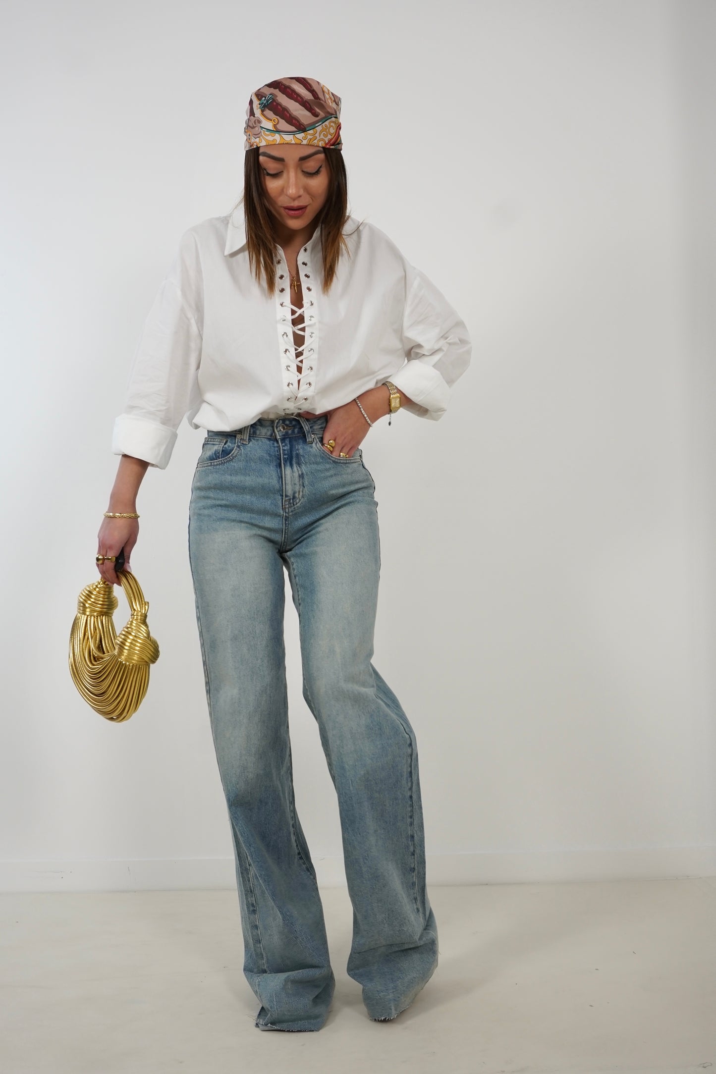 Jeans FAKE CUFF palazzo YW1523