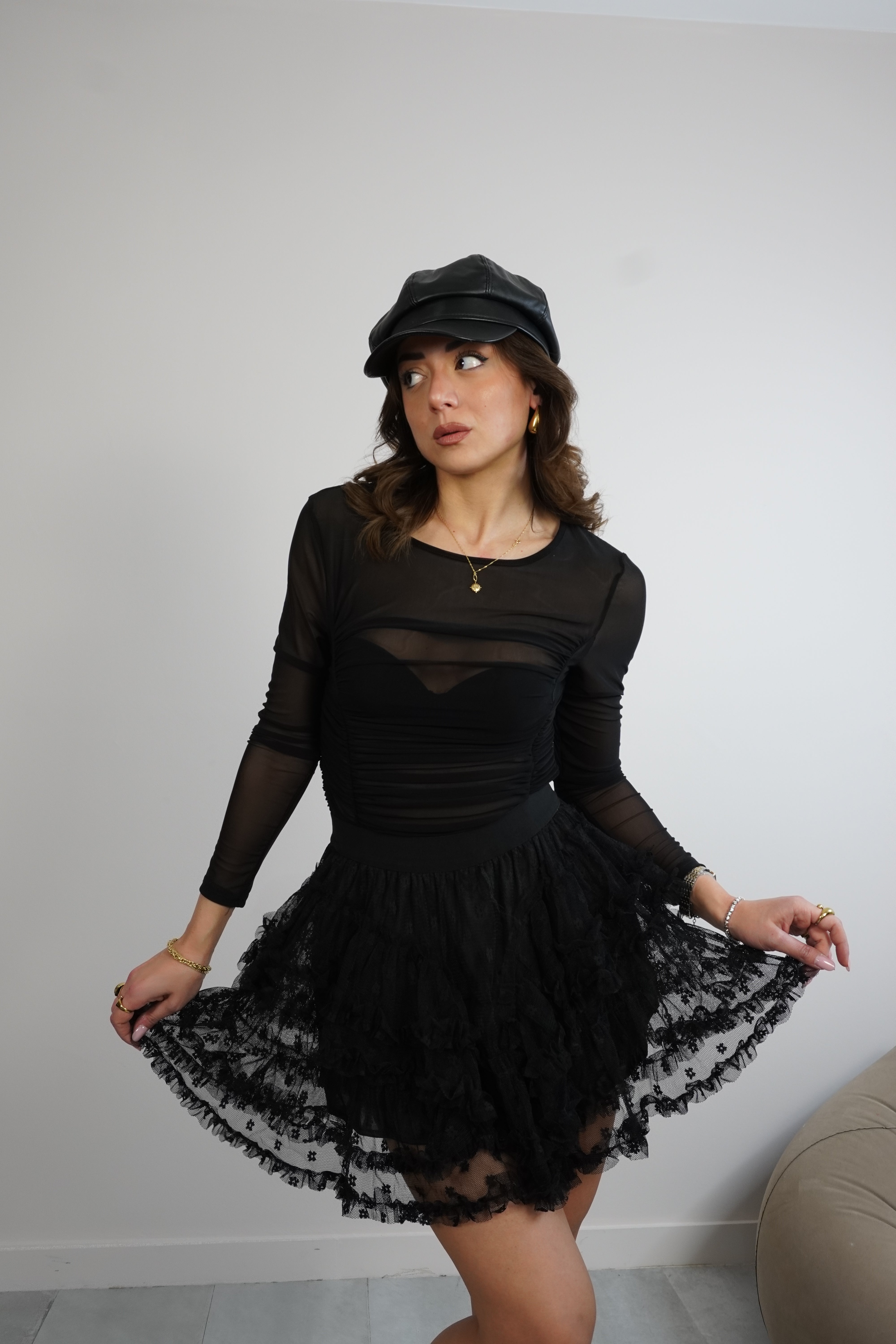 Body tulle drappeggiato