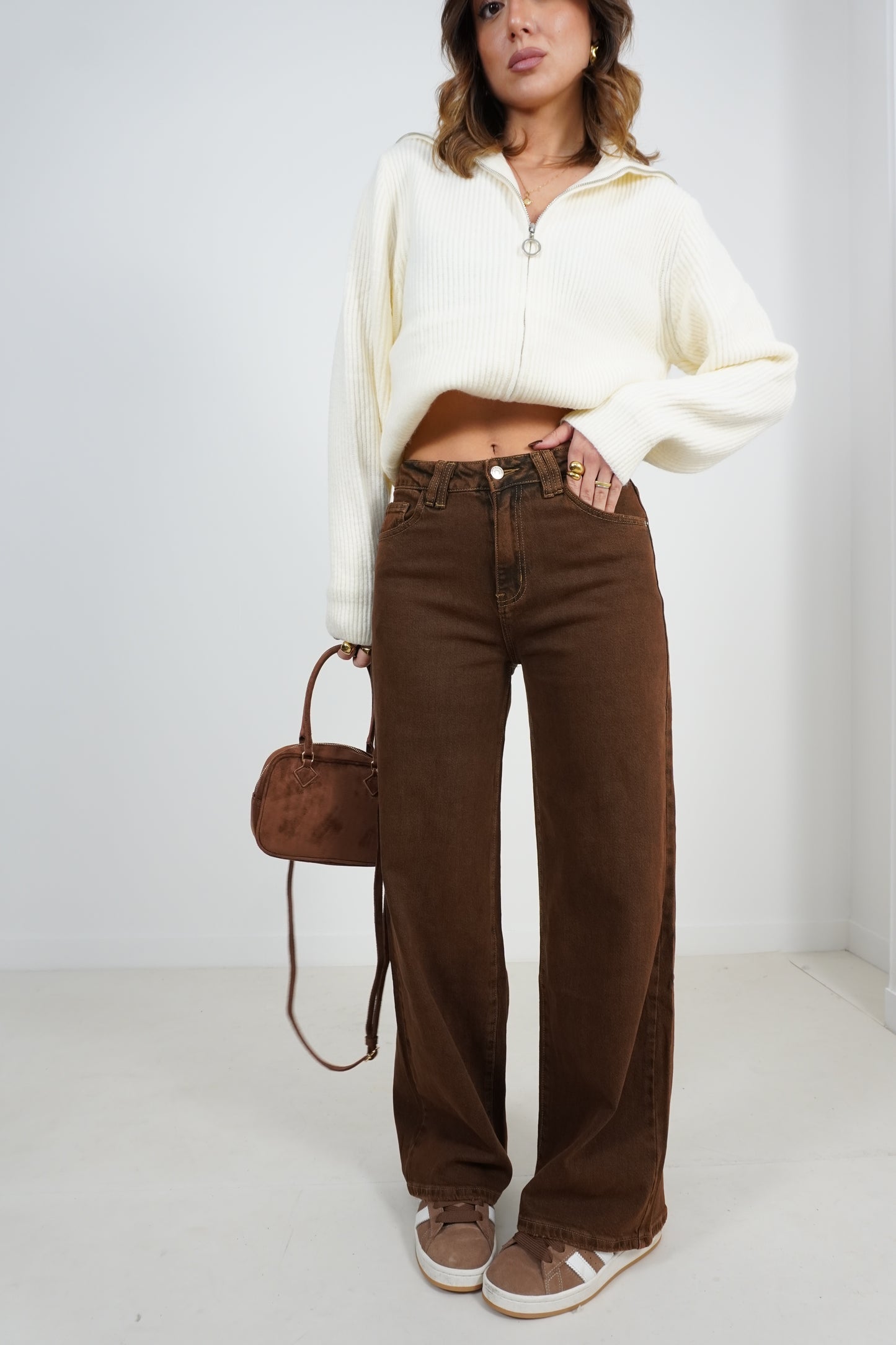 Jeans invecchiato brown F32307