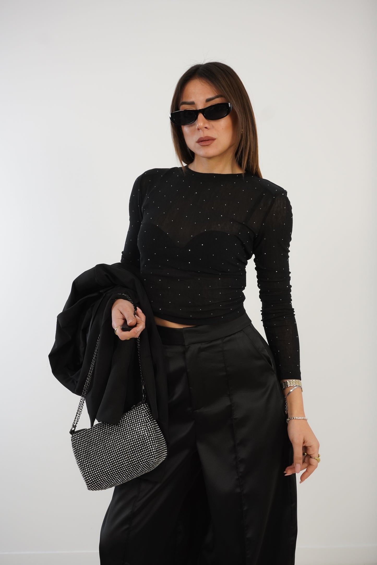 Top STRASS arricciatura z7051