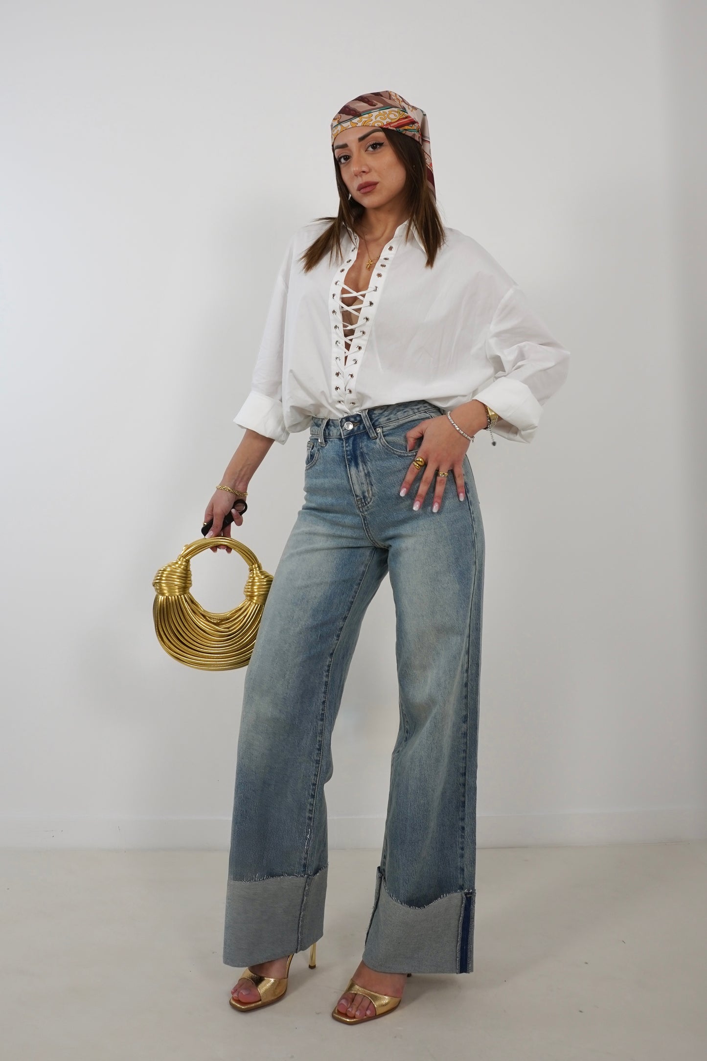 Jeans FAKE CUFF palazzo YW1523