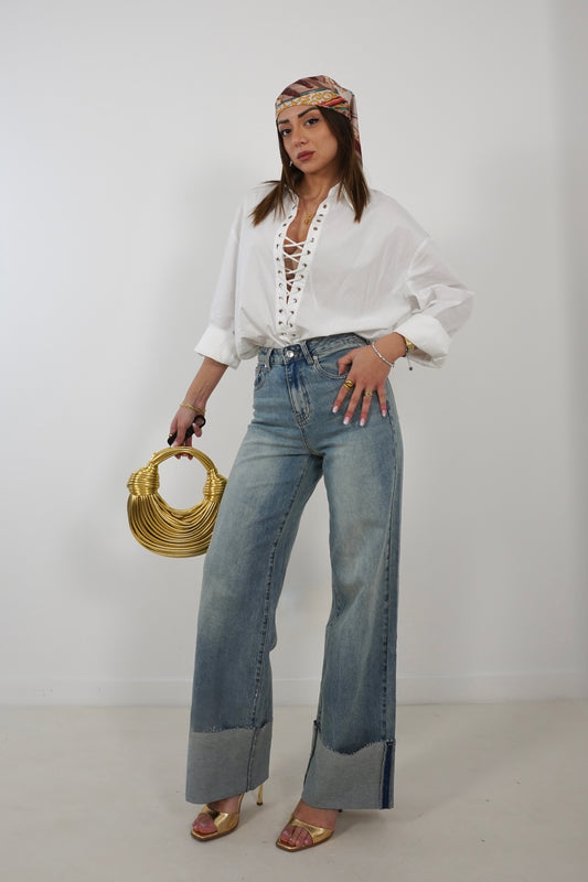 Jeans FAKE CUFF palazzo YW1523