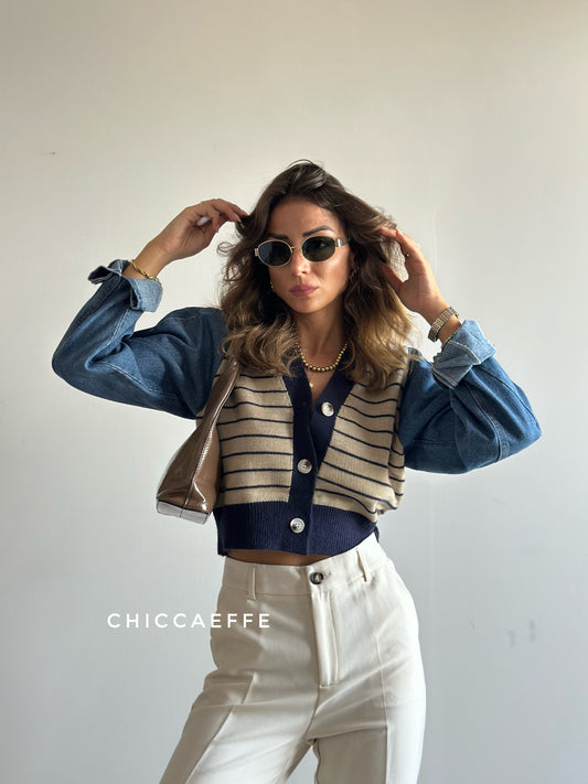 Cardigan COMBINATO denim