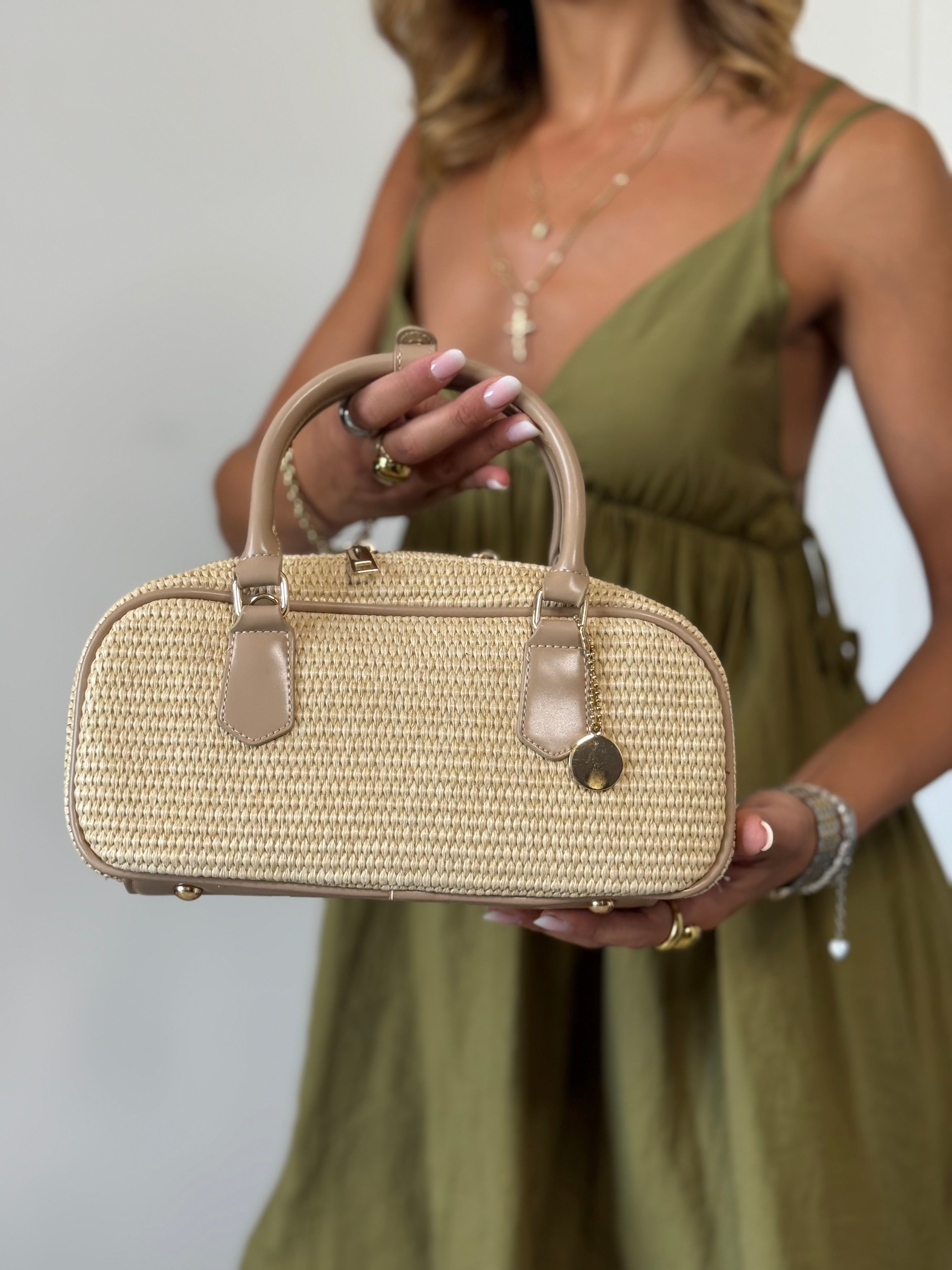 Borsa bauletto paglia