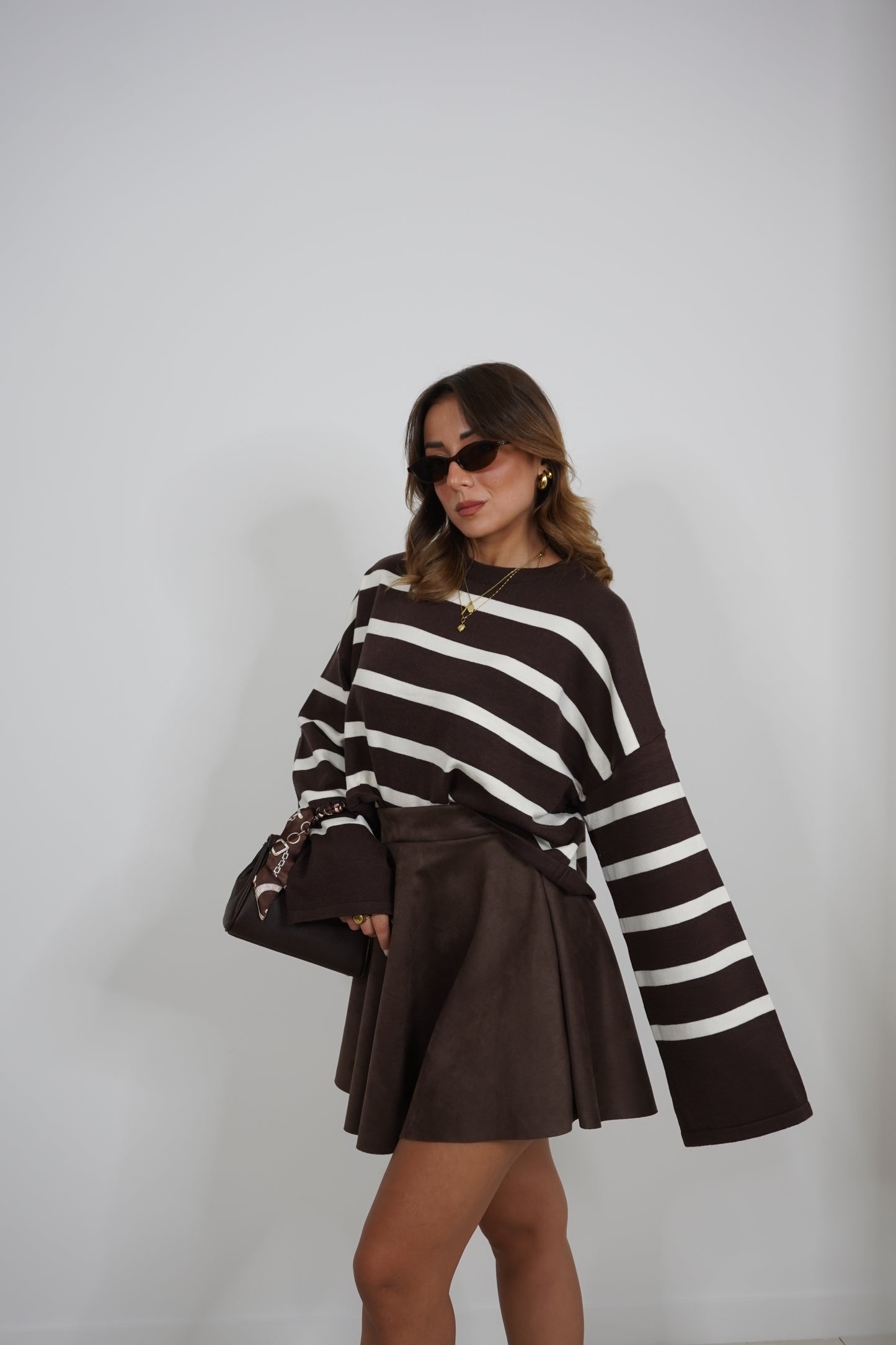 Maglione crop a righe AG64653
