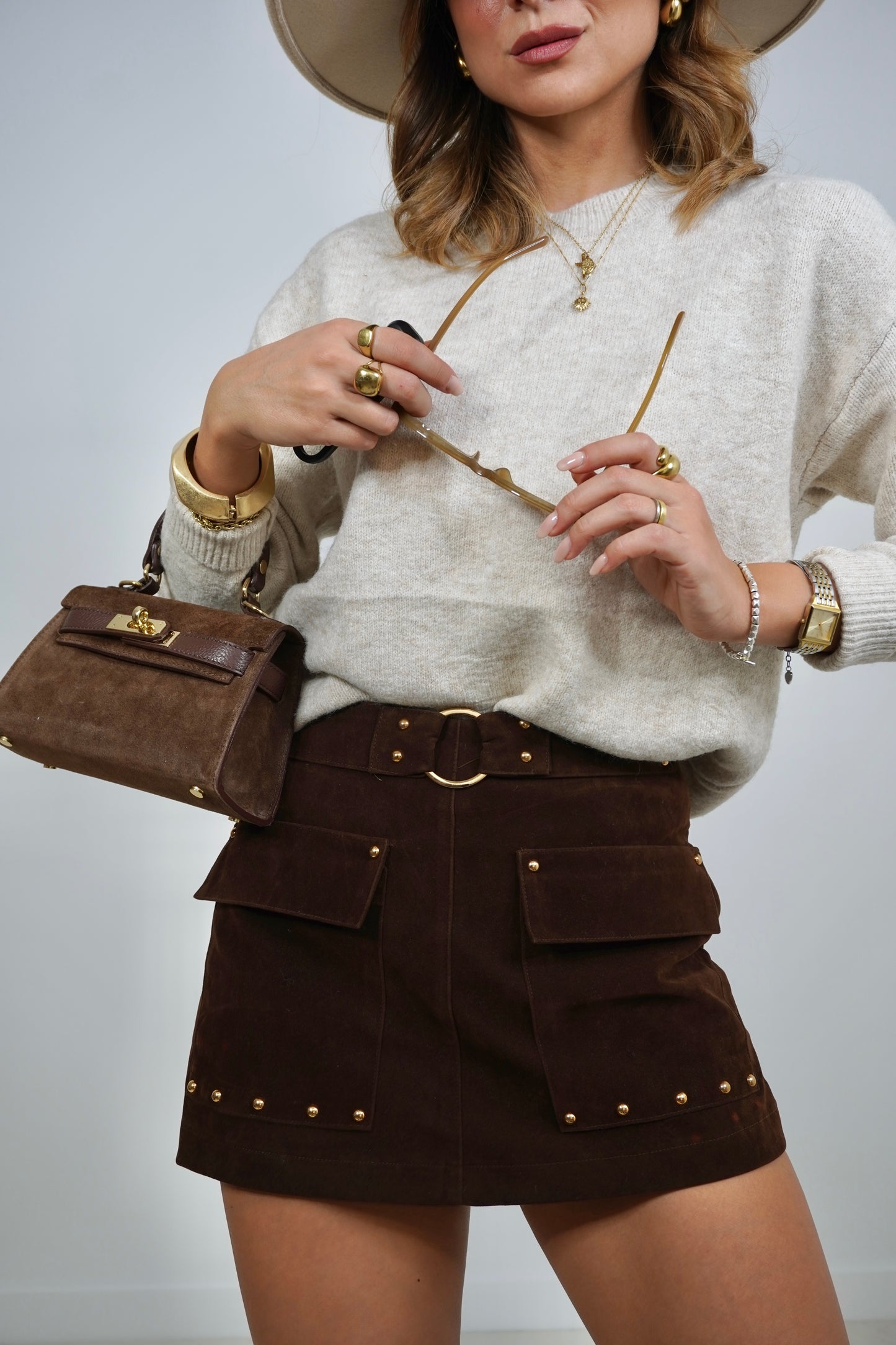 Pantagonna suede&borchie W692