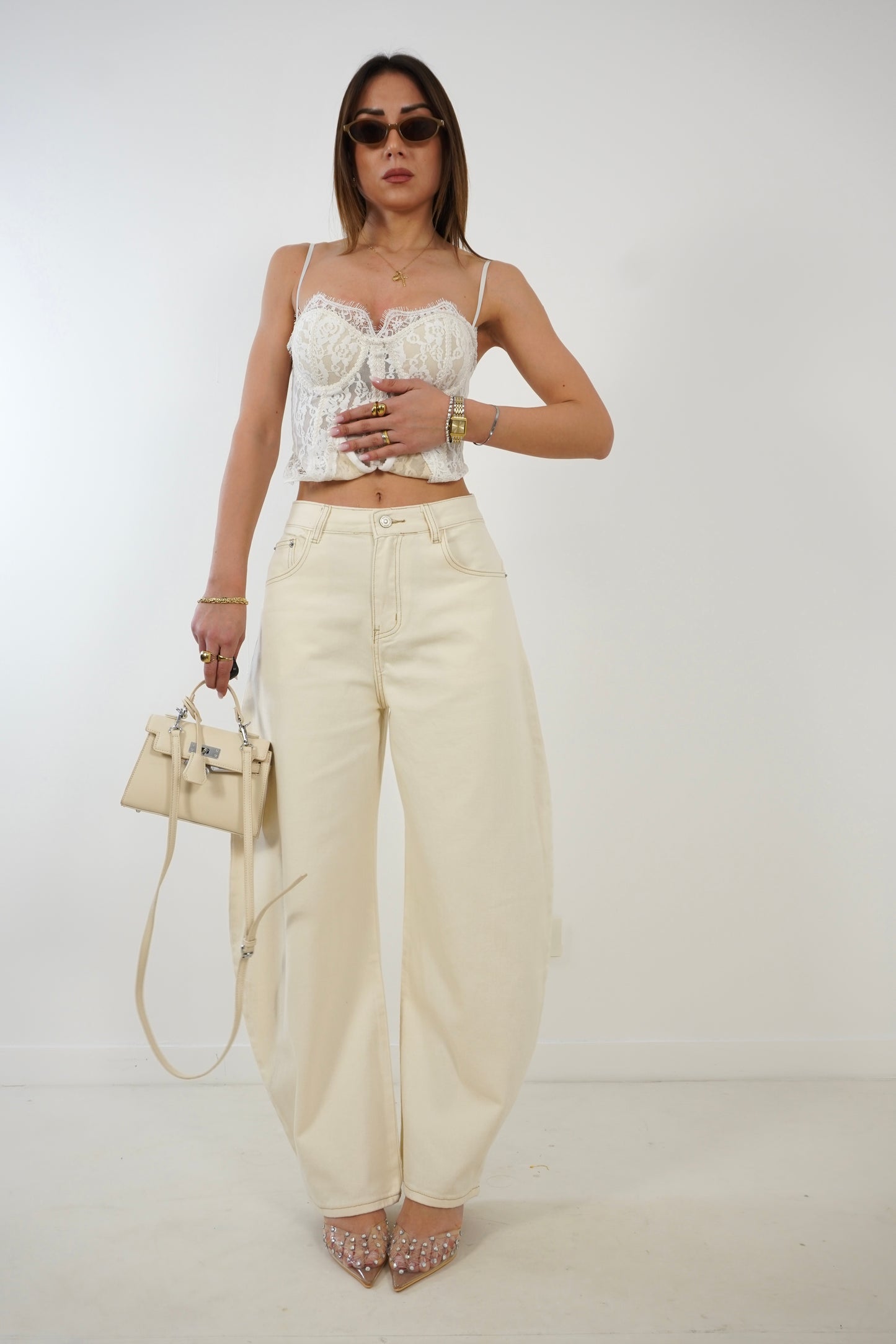 Jeans BALLOON Mochy panna P7627