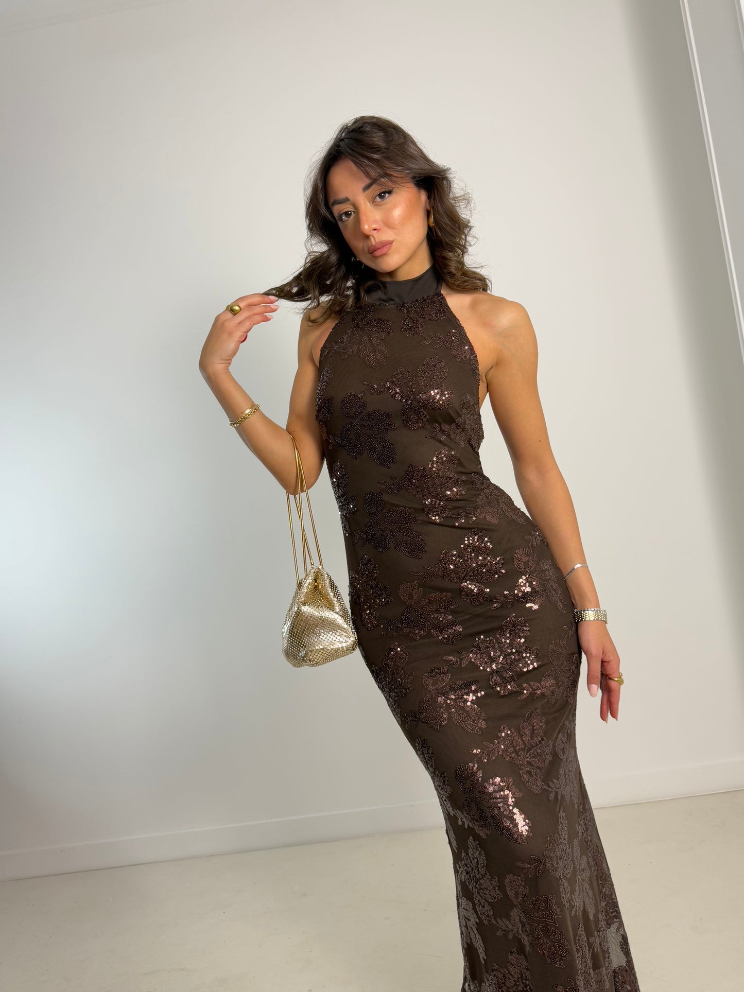 Abito halter SEQUIN LACE