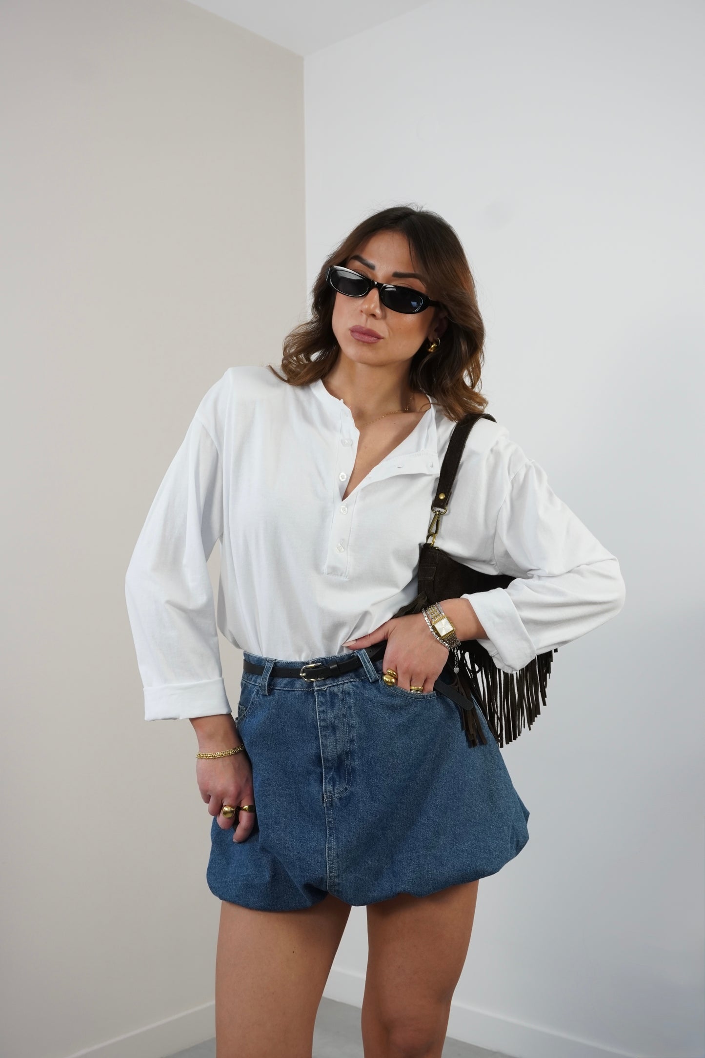 Maglia Henley con spalline