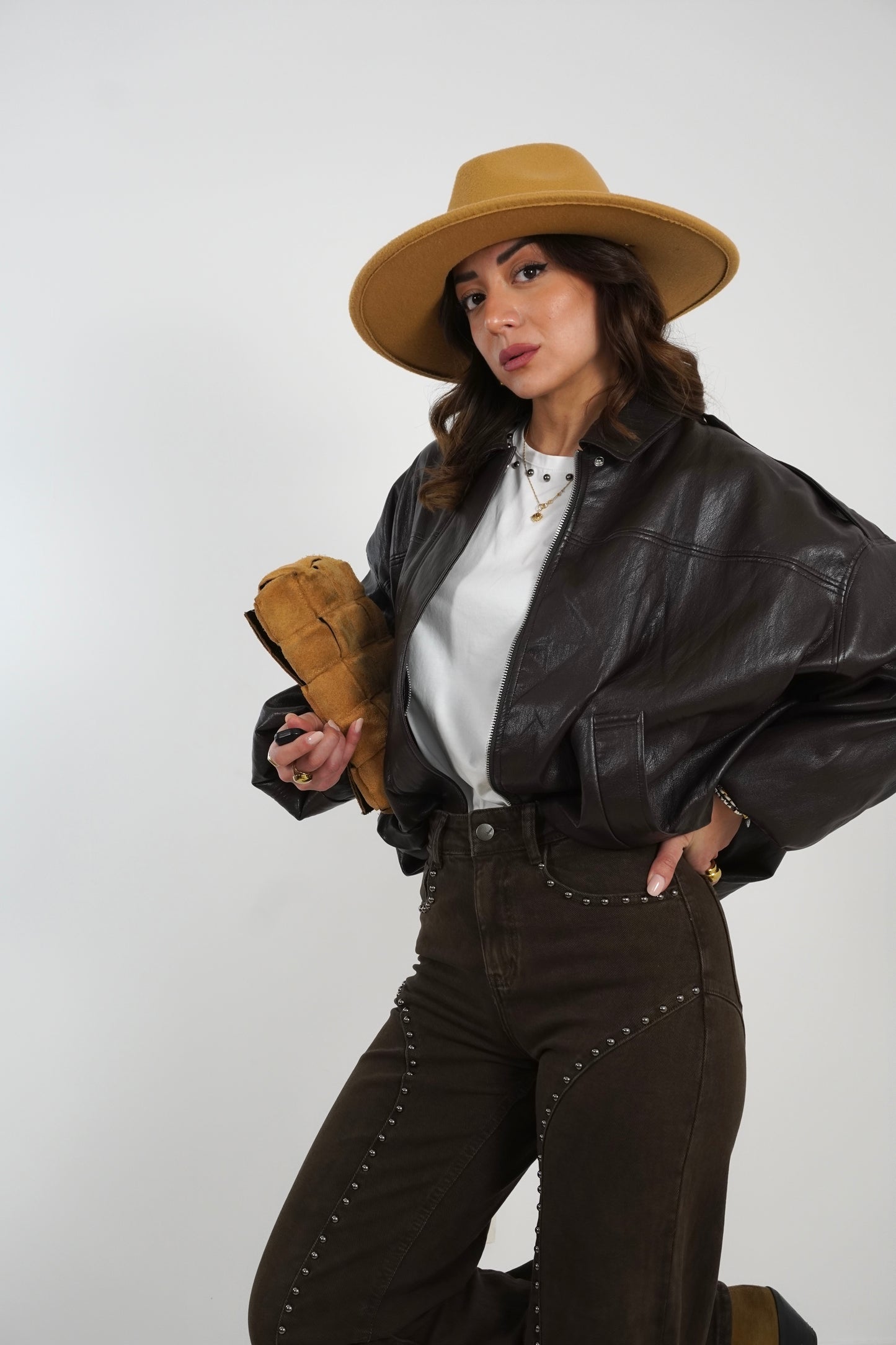 Giacca bomber pelle martellata YMC028