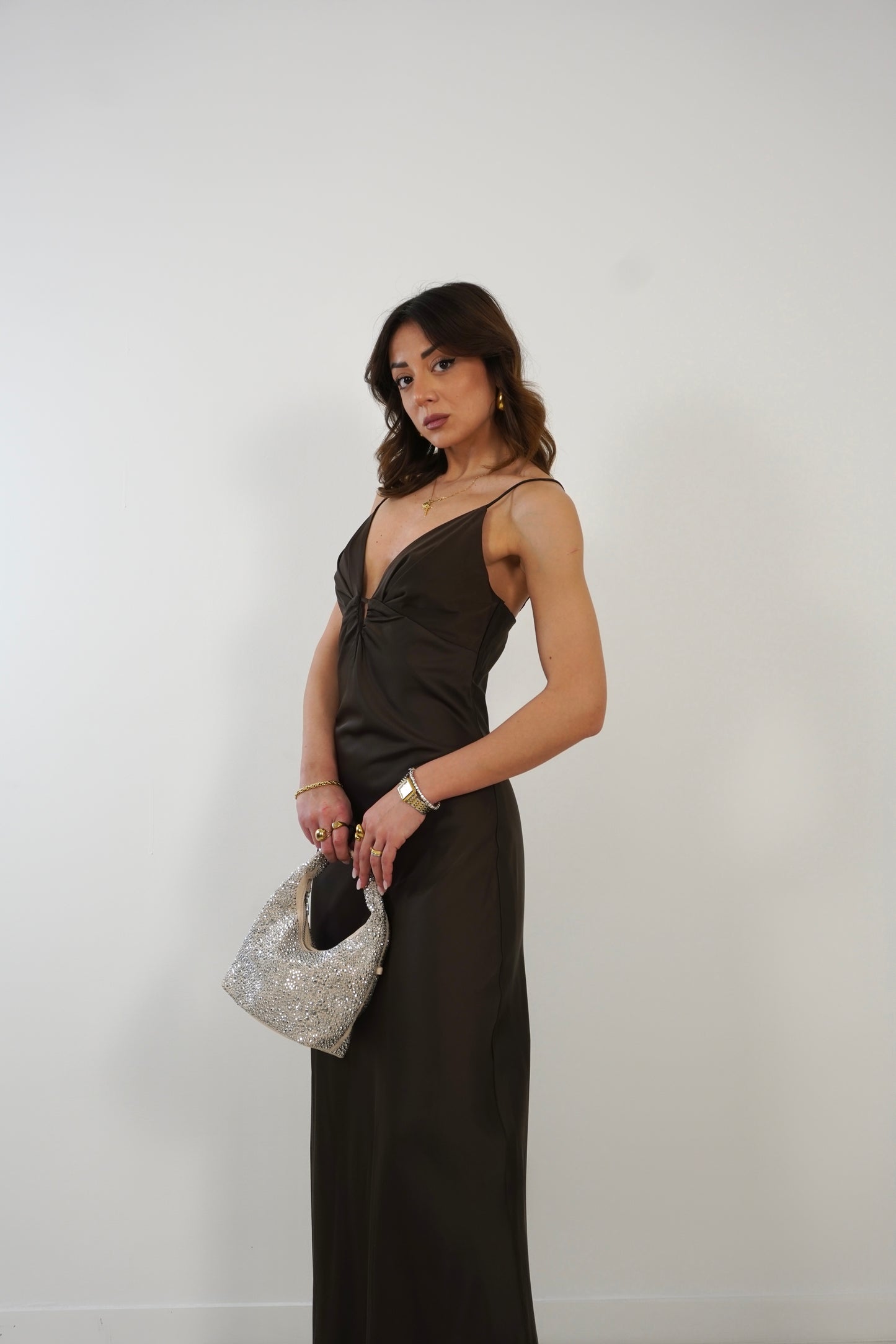 Abito SATIN choco M8092