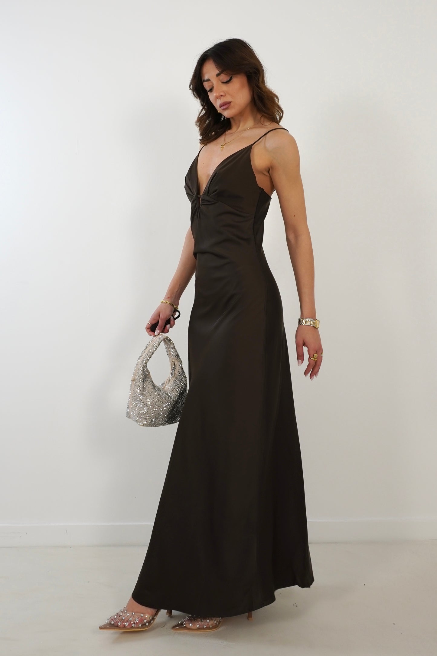 Abito SATIN choco M8092