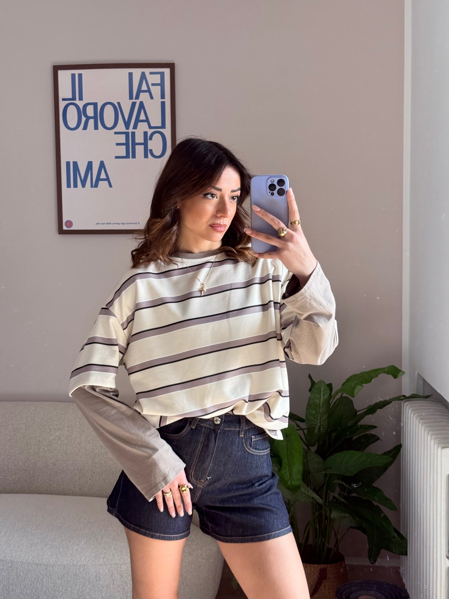 Doppia t-shirt a righe 85061